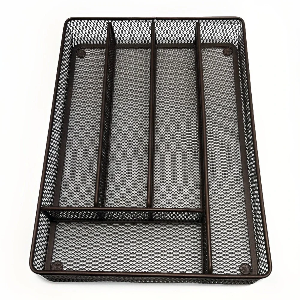 Tray for Drawer, Flatware Organizer,‎ Metal Drawer Bronze Color, Metal 5-Comp
